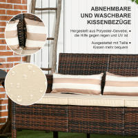 Outsunny Rattan Garden Lounge Sofá de Tres plazas con revestimientos, Estructura de Maple, MARRON, 68x173x78 cm, ideal para Terrazas y Jardines - details 2
