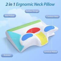 Almohada De Espuma Memory Foam Cervical Ergonómica 2 En 1 Soporte Contorneado Para Dolor De Cuello Almohada De Soporte Contorneado Para El Cuello - details 1
