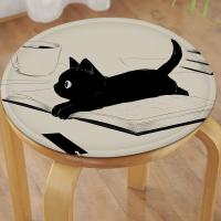 Cojín Redondo Para Silla De Comedor Con Cordón Gato Negro Decorativo Moderno Para Oficina Y Hogar Tamaño 40x40cm/45x45cm/50x50cm - details 6