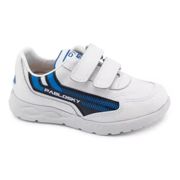 Pablosky zapatillas deportivas blanco, suela antideslizante y flexible, puntera reforzada para más durabilidad, protectores interiores de talón y puntera y planta de cuero natural. - 1