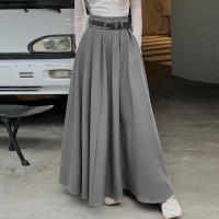 ZANZEA Jupe De Cintura Alta Para Mujer Estilo Coreano Plisado Swing Vintage Moda Primavera Escritorio Falda Larga Suave Sólida A-Line - details 3