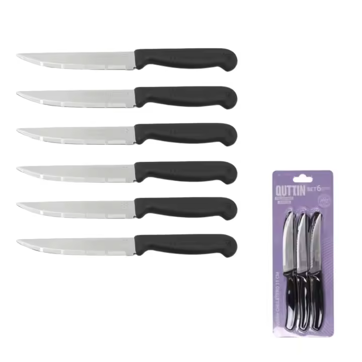QUTTIN - Set de 6 Cuchillos Sierra Practic 11cm – Corte Preciso y Duradero - Cuchillo chuletero | Amystyle - 1