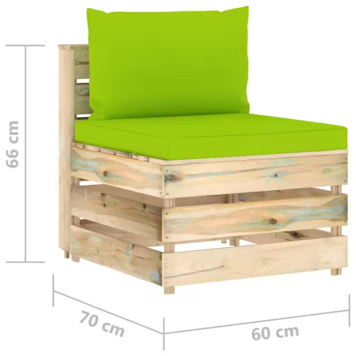 vidaXL Sofá central seccional con cojines madera impregnada gris - 1