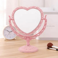 Espejo De Maquillaje De Mesa En Forma De Corazón Portátil Doble Cara Espejo De Mano Compacto Para Mujeres Estilo Chino - details 3