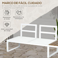 Outsunny Conjunto de Muebles de Jardín Exterior 4 Piezas Juego de Muebles de Terraza Incluye 2 Sofás Dobles 1 Sofá Esquinero Reclinable y Mesa de Centro con Cojines para Patio Crema - details 3