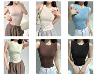 AOSSVIAO Top De Mujer De Algodón 99% Estilo Casual Basic Verano Sin Mangas Cuello Redondo Verde Blanco Negro Tank Top - details 0