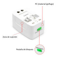 LIFA Adaptador Enchufe de Viaje Universal/Internacional para AUS, UK, USA, EU - details 1