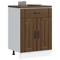vidaXL Mueble bajo de cocina Lucca madera de ingeniería blanca en color Blanco/Gris sonoma/Gris hormigón y más | almacenamiento funcional diseño moderno para baño dormitorio sala - details 4