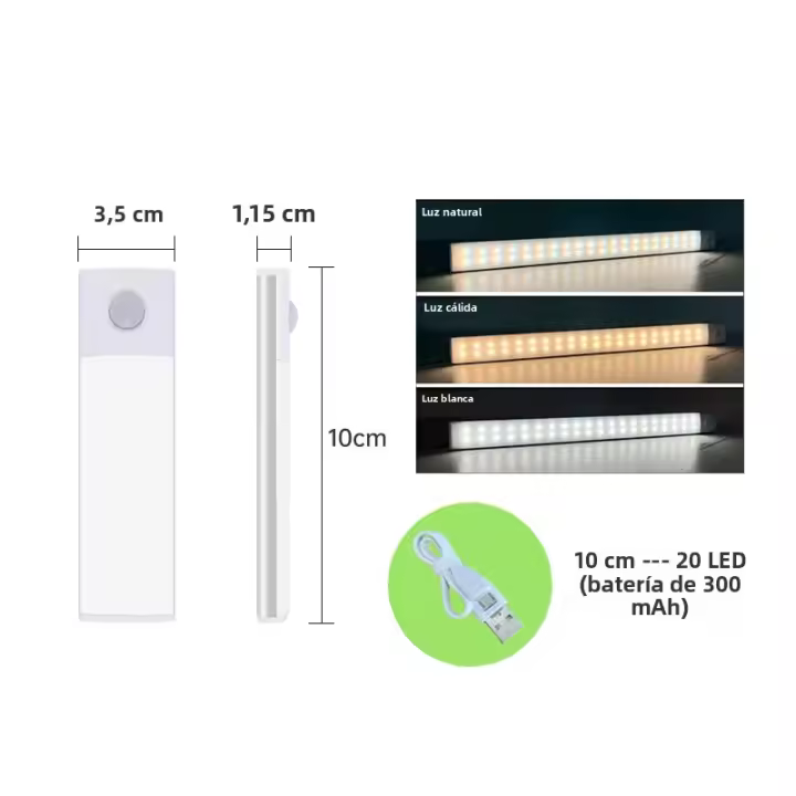 Luz Nocturna LED Recargable Por Sensor De Movimiento Ultrafina Para Decoración De Dormitorio Escalera Armario Cocina Luz Detector Inalámbrica - 1
