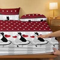 Sábana Ajustada De Corazón Geométrico Sencillo Y Moderno En Acabado Mate Sin Fundas De Almohada Para Dormitorio - details 3