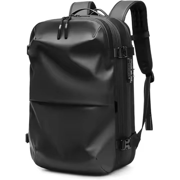 Mochila de viaje expandible con compresión al vacío, antirrobo, impermeable, para portátil de 17 pulgadas, color negro, elegante. - 1