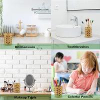 Porta Cepillo De Dientes De Bambú Con Soporte Para Vaso Y Drenaje Para Baño Y Oficinas Suministros De Decoración Y Organización - details 13