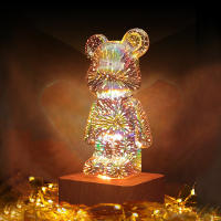 Luz Nocturna LED Proyección 3D De Ondas De Choque De Osos Con Colorido USB Decoración Atmosfera Ajustable Para Habitación Decorativo De Vidrio - details 8