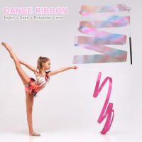 Banda De Danza Brillante Y Plateada 2m/4m Para Niños Accesorios De Entrenamiento De Gimnasia Y Ballet Rodillo De Twirling Artístico De Aro De Deporte - details 5