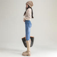 Jeans Térmicos Para Mujer Invierno Nieve Cálido Grueso Vaqueros Delgados Con Felpa Estilo Retro Azul Pantalones Largos Casual - details 7