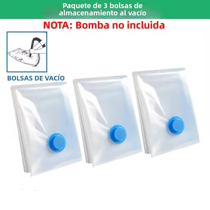 Bolsas De Almacenamiento a Vacío Espaciosa 80% MÁS Compresión Organizador Con Bomba De Mano Para Viajes Para Ropa Y Edredones - 1
