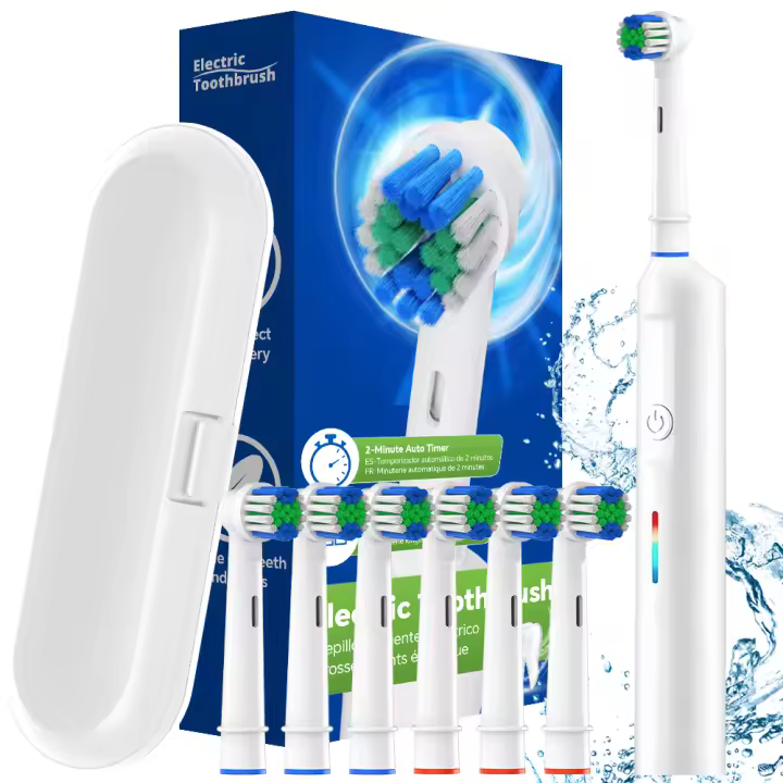 Cepillo De Dientes Eléctrico Recargable Con 6 Cabezas Y Estuche De Viaje 3 Modos Compatible Con Oral B Para Adultos - 1