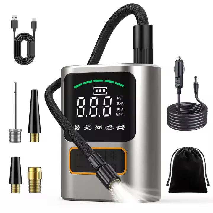 Mini Bomba de Aire Eléctrica, Nueva Versión, inflador de neumáticos para Coche, Bicicleta, para Coche Bomb, Pantalla LCD digital, 4000 mAh, 150 PSI, compresor de Aire portátil para Coche, Bicicleta, moto y Balón. - 1