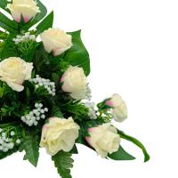 Centro de Flores para Cementerio Ideal para Nicho o Panteón - 8 Rosas Blancas - Medidas 40*50 - details 0
