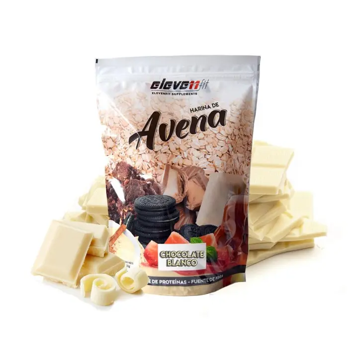 Eleven Fit Harina de Avena / Fuente de Hidratos de Carbono y Proteínas - Ideal para Tortitas - 18 Deliciosos Sabores - Efecto Saciante y Beneficios de Alta Nutrientes Sabor Chocolate Blanco 1KG - 1