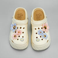 Sandalias De Tacón Alto En Imitación De Cuero Con Patrón De Flores Rosa Y Morada Moda Nueva X8809 Para Mujer Casual - details 6