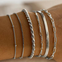 Set De 6 Pulseras Bohemio Multicapa Y Delgadas Para Mujer En Color Oro Metálico Accesorios De Joyería De Verano Y2K Clasico Minimalista Con Cierre De Cangrejo - details 3