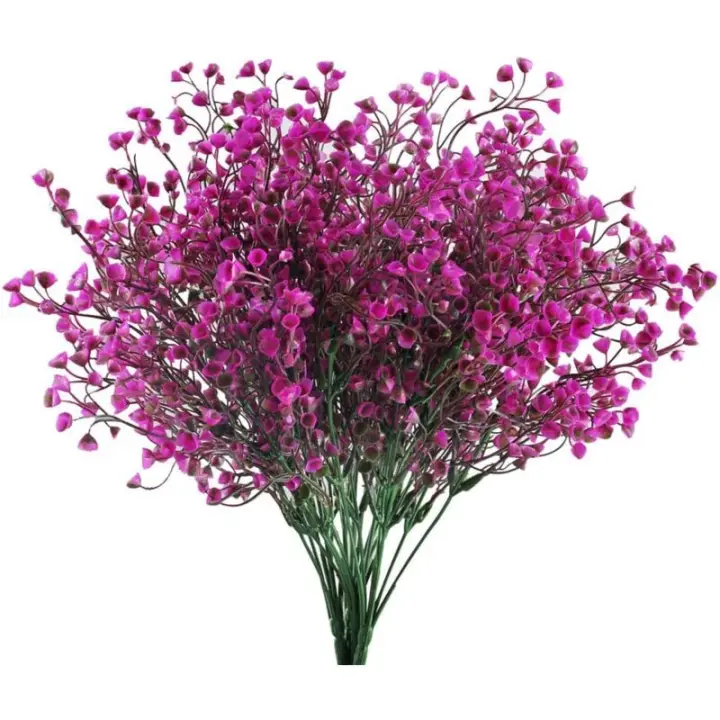 4pcs Gypsophile Artificielles 7 Branches Fleurs Artificielles Arbuste Artificiel Buisson Fausse Fleurs Violet Decoration pour Ma - 1