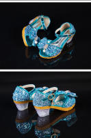 Zapatos De Niñas 2023 Nuevos De Otoño Casual Brillo Bows Children High Heel Sandalias De Fiesta De Princesa Moda Para Niñas Tallas Trueñas Material Superior PU - details 7