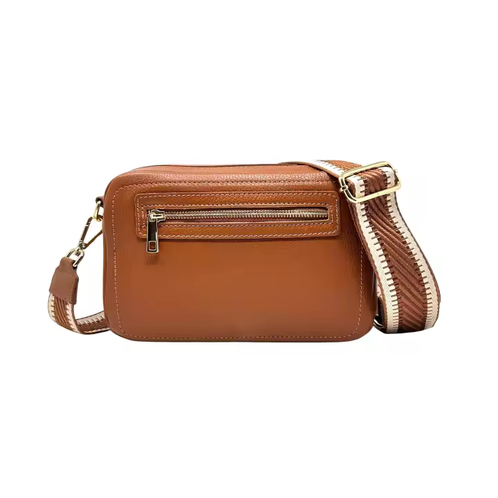 Bandoleras Mujer median, Bolso para Mujer, de Piel authentic Con dos compartimientos y dos Correos de HOMBRO extrables e intercambiables Made in Italy, Modelo Grace Lux, Bolso Cuero - 1