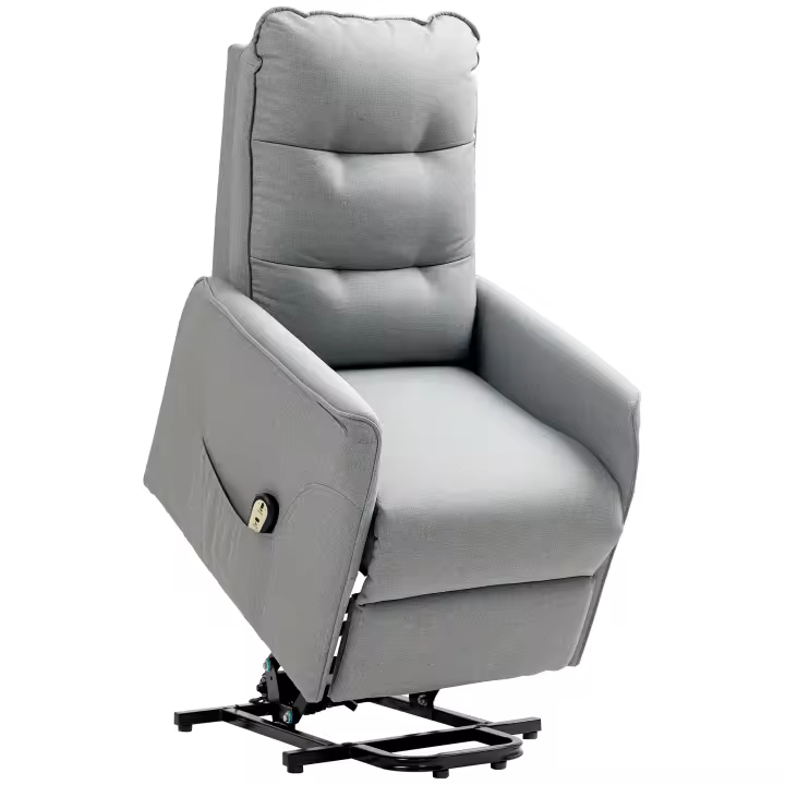 Silla TV con Ayuda vertical Chaise longue Eléctrica, reclinable, Silla TV con Mando a Distancia, bolsos laterales, Muelles ensacados y ropa de Cama Adecuado para Salas de estar, hasta 150 kg de peso, Gris - 1