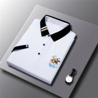 Camisa Polo Casual Para Hombres De Color Sólido Con Bordado Manga Corta Estilo Callejero Nuevo Arribo Moda Streetwear Verano - details 2