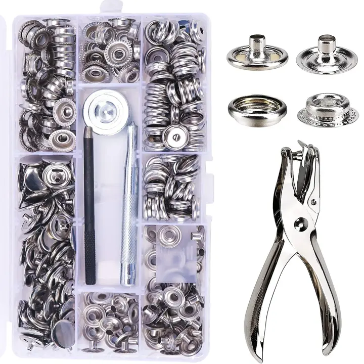 Kit De Hebilla Cuatro En Uno De Acero Inoxidable 15mm Conjunto De 60 Piezas Adecuado Para Cubiertas De Barco Costura En Cuero Lona Jeans Chaquetas - 1