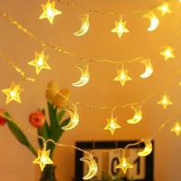 Luces De Cadena LED En Forma De Pentagrama Con Luz De Luna Para Decoración De Habitación Y Patio Suministro De Energía Por Batería Longitud De 1.5M/3M - details 0