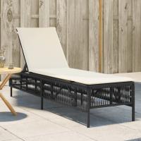 vidaXL Tumbona con cojín ratán sintético en color Marrón/Gris claro/Negro y más | acolchados duraderos para sofás de jardín terraza exterior - details 2