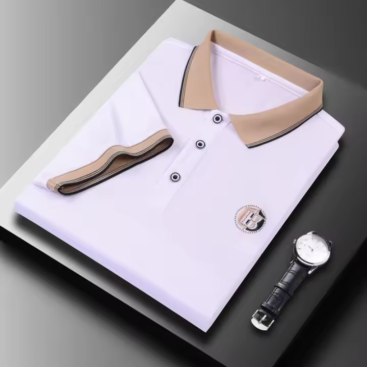 Camisa Polo Para Hombre Con Bordado De Manga Corta Estilo Inglés Anti-Pelusa Suave Para Primavera Y Verano Talla Regular - 1