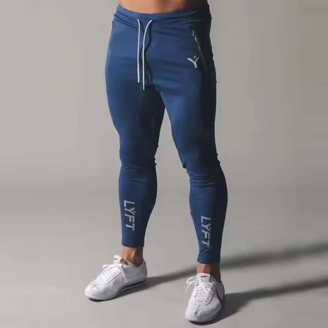 Pantalones De Fitness Para Hombre Verano Transpirables Pantalones Deportivos Casuales Ajustados Con Cierre De Cremallera Y Punta Pequeña - 1