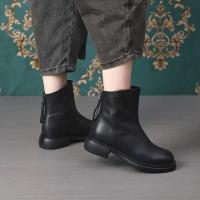 Botas De Mujer Estilo Británico Con Suela Gruesa Cómodas Y De Moda Almidón De Pierna Media Estilo Coreano Zapatos De Invierno - details 0