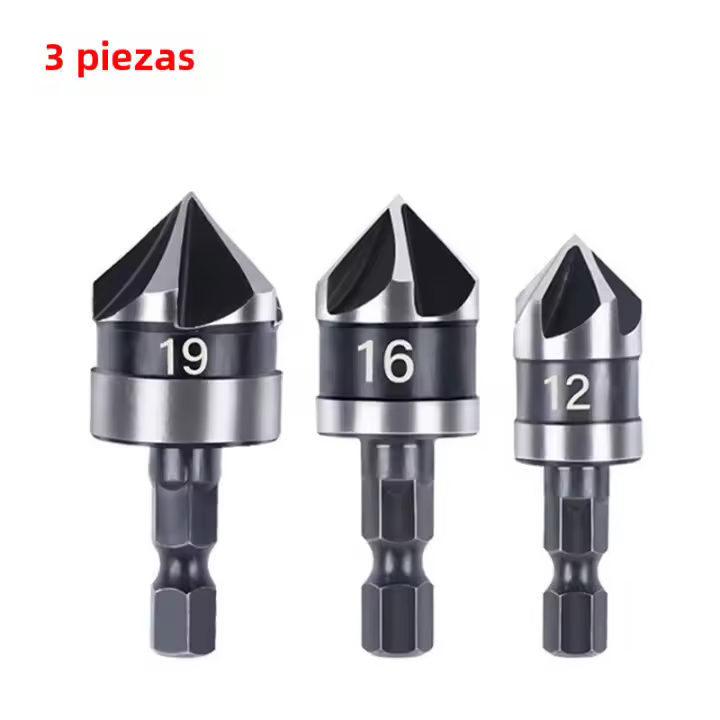 Juego De 3 Piezas De Brocas De HSS Para Taladro Cincel Hexagonal 90 Grados Herramientas De Carpintería Para Madera Broca De Acero Al Carbono - 1