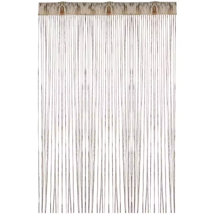 Cortina De Puerta Decorativa 100cm X 200cm Enhebrado Plateado Para Bodas Eventos Hoteles Salones De Estudio Con Borla De Hilo De Plata - 1