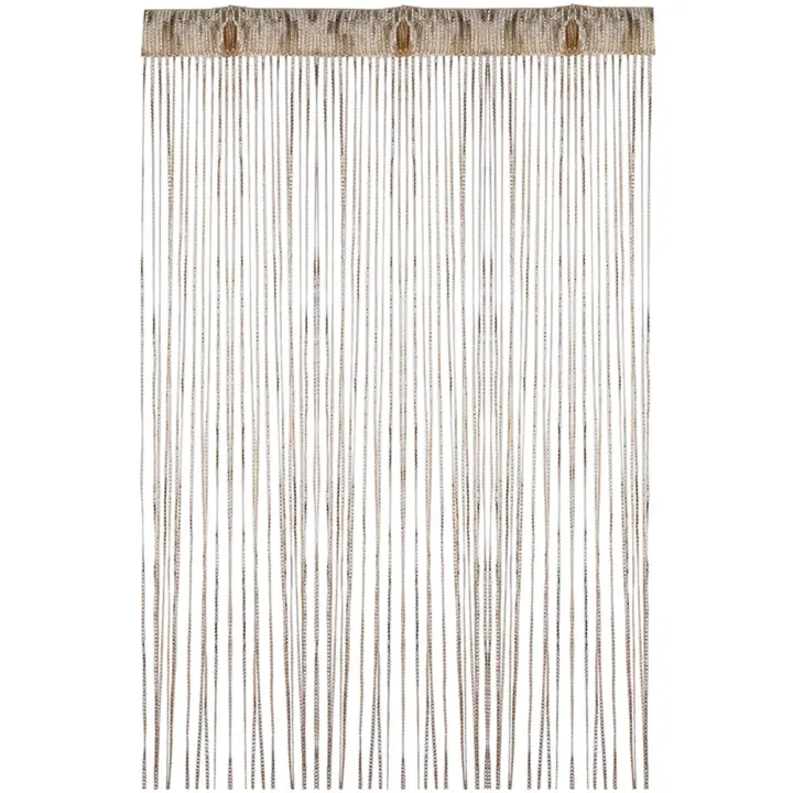 Cortina De Puerta Decorativa 100cm X 200cm Enhebrado Plateado Para Bodas Eventos Hoteles Salones De Estudio Con Borla De Hilo De Plata - 1