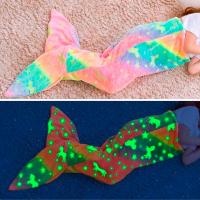 Nueva Cobija De Cola De Sirena Con Brillo Nocturno Suave De Poliéster Flanela Fleece Usable En Todas Las Estaciones Para Niños - details 1