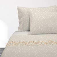 Manterol - Juego de sábanas cuadros y flores beige. Calidad 50% Algodón 50% Poliéster. Incluye bajera ajustable, encimera y fundas de almohada. Sábana ligera y fresca, ideal para primavera, verano y entretiempo. - details 0