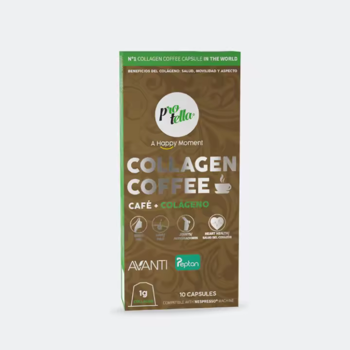 Café con Colágeno Protella 40g | Cápsulas Compatibles con Nespresso | 50% Café de Tueste Natural y 50% Colágeno Hidrolizado | Beneficios para la Piel, Cabello, Uñas y Articulaciones | Sin Azúcares Añadidos | Protella - 1