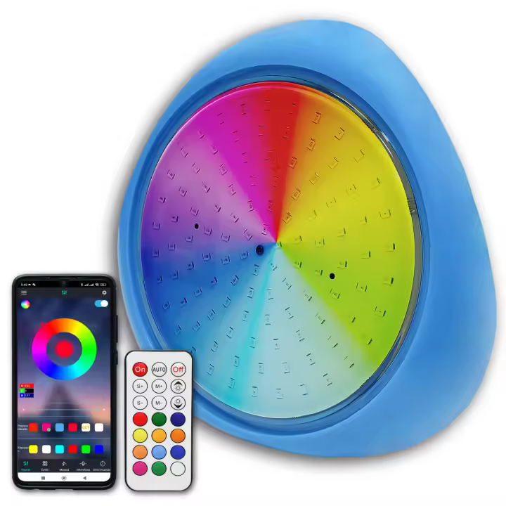 LED ATOMANT Luz piscina LED sumergible RGB 10W IP68 con control remoto y APP Bluetooth, Lámpara decorativa impermeable para instalación en superficie, Iluminación multicolor - 1