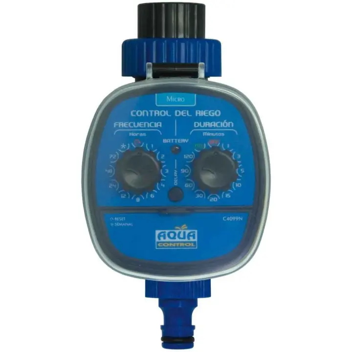 Aqua Control C4099N Programador de Riego para Jardín, Para todo tipo de Grifos, Apertura a 0 Bar, Color Azul y Negro, 10 x 10 x 16 cm - 1