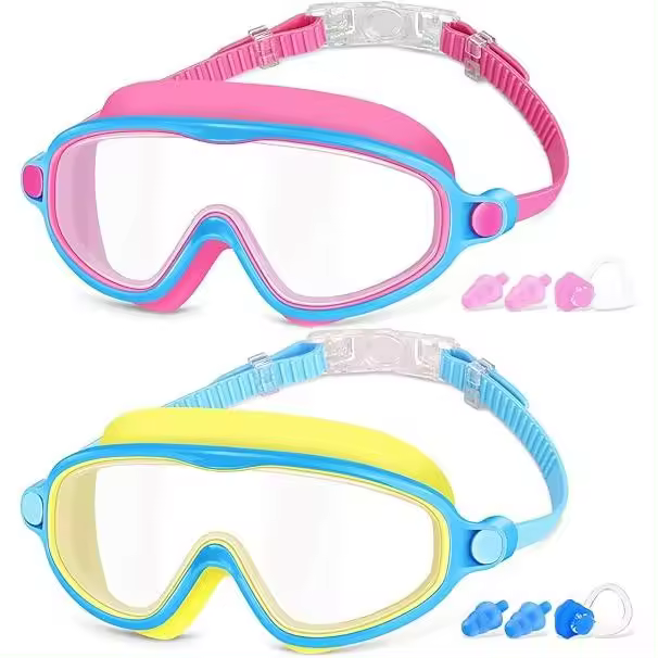 Gafas de Natation para niños de 3 a 16 años (paquete de 2), antivaho, impermeables, with Protección UV, Visión amplia y nítida, rose color, Azul y Amarillo. - 1