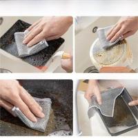 10/20pcs Paño De Limpieza Mágico Con Alambre De Plata Esponja Integrada Microfibra Gruesa Para Cocina Limpiador De Aseo - details 3