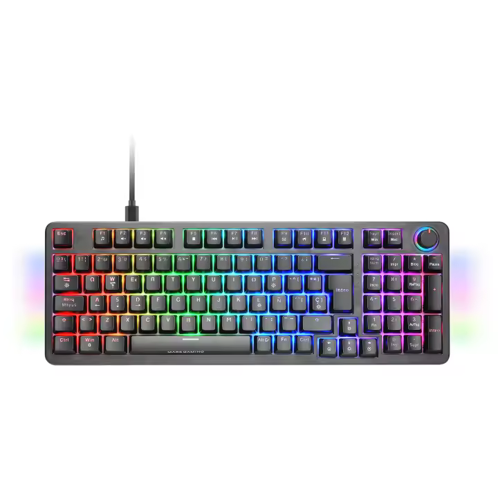 Mars Gaming MKPRO, Teclado Mecánico Gaming Completo, RGB Chroma, Switches Hot-Swap Mecánicos, Antighosting, Rueda de Control, Software Avanzado, Multiplataforma, Switch Azul, Idioma Español, Negro o Blanco - 1