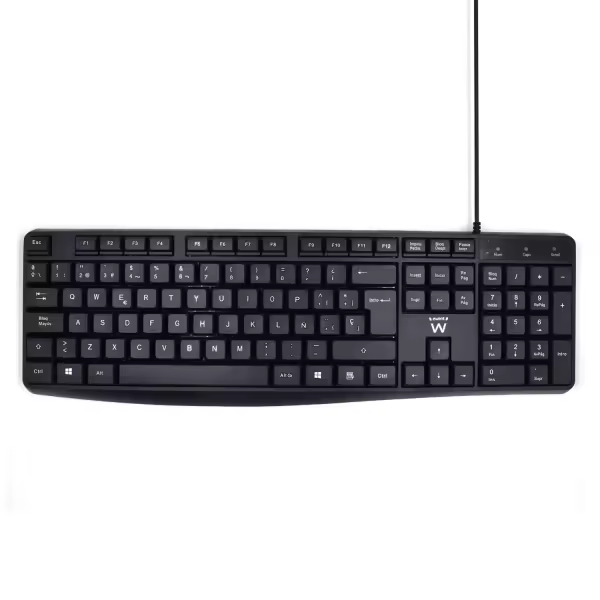 Ewent teclado con cable de oficina - 104 teclas - cable usb-a de 1.35m - color negro - 1