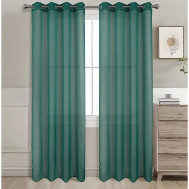 Cortina Transparente 2 Hojas Cortina Translucida de Dormitorio Moderno 8 Ojales Color Puro Visillo Decorativo para Ventana Salón Cuarto Dormitorio Comedor Cocina Oficina 140x260cm 7912 - 1